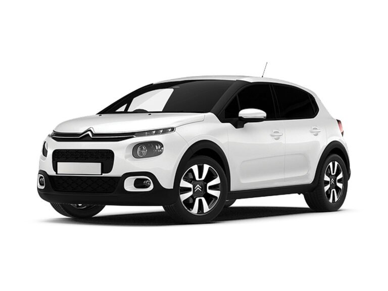 White Citroen C3 hatchback rental car on a clean background
