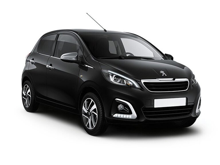 Black Peugeot 108 compact city rental car